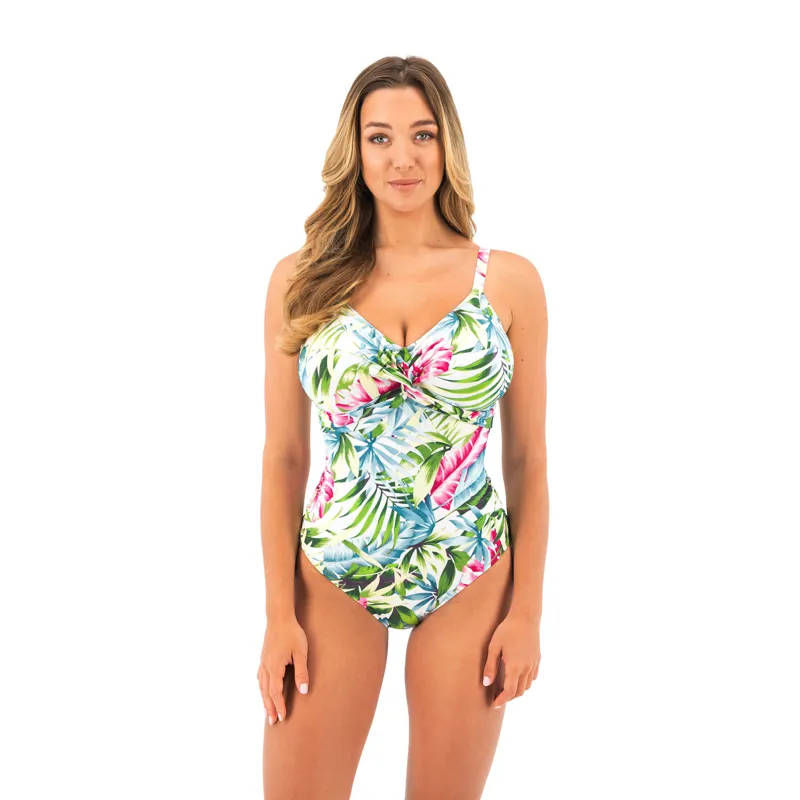 Fantasie Langkawi Twist front swimsuit with adjustable leg in White-1